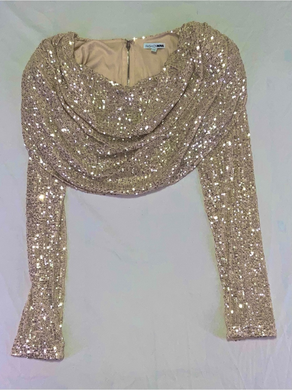 Fashion Nova Sequined Top with Cowl Neck size M